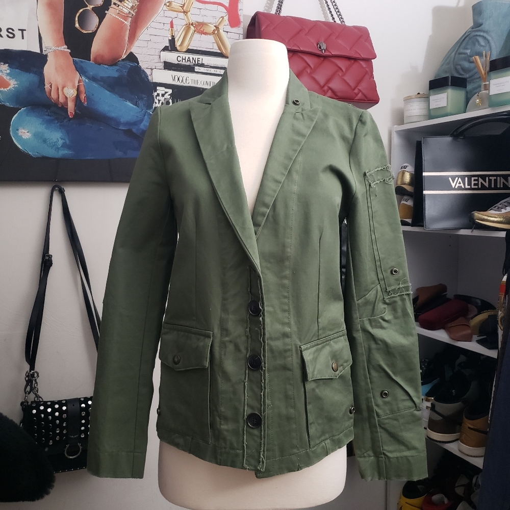 Zadig & Voltaire Olive Green Military-Style Cotton Jacket
